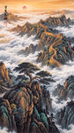 竖幅长城国画