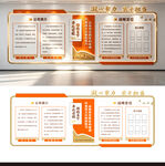 橙色简约企业简介文化墙宣传栏