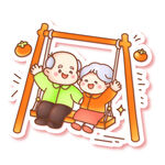矢量重阳节老年夫妻欢乐荡秋千柿