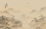 新中式山水背景墙