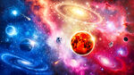 梦幻星空宇宙星球太空漩涡背景墙