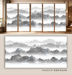 中式山水墨韵移门装饰画