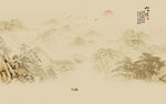 新中式水墨山水画古风背景墙壁画