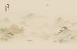 新中式古风古典山水画背景壁画