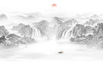 新中式国画山水背景墙