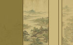 新中式宋式美学山水画电视形象墙