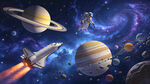 太空星球宇宙黑洞宇航员星空背景