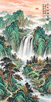 山水画玄关挂画