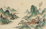 宋式青绿千里江山山水装饰画