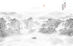 国画山水背景墙
