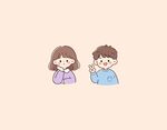可爱Q版小男孩小女孩学生小插画