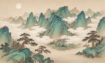 宋式青绿千里江山山水装饰画