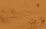 中式古风古典山水画背景壁画壁纸