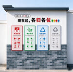 垃圾分类宣传墙垃圾站矢量