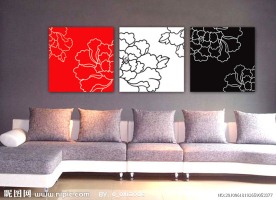 装饰画 壁画 无框画 抽象 树枝 黑白红（无效果图）