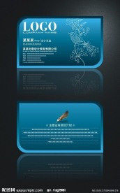 蓝色个性花鸟名片设计