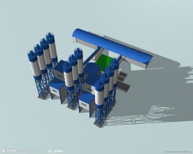 完整梁场拌合站 拌合台 拌合楼模型