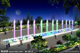 喷泉效果图夜景