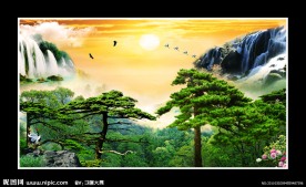 山水画 松鹤延年