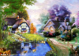 油画风景 乡村油画