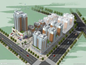 某小区多层鸟瞰图MAX加MAP