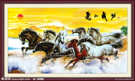 油画风景 马到成功