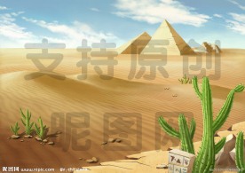 动漫场景沙漠金字塔