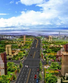 道路绿化效果图