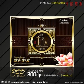 中国风花纹图案中秋月饼盒设计