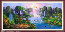 油画风景 漂亮的山水油画