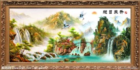 聚宝盆风景油画 旭日东升