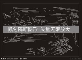 山水雕花隔断图案