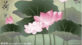 无框画 装饰手绘画 抽象画 水墨画 荷花