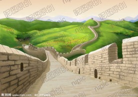 手绘动漫场景长城