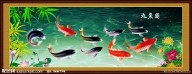 九鱼图 鸿运当头