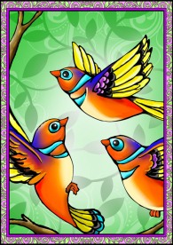 手绘可爱麻雀装饰画