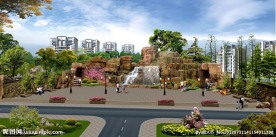 假山广场效果图