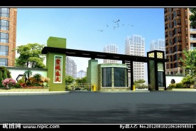 现代景观大门效果图