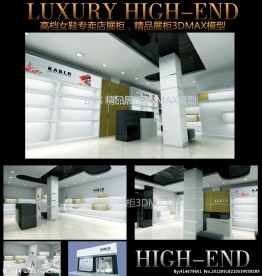 高端简洁女鞋专卖店效果图3D模型