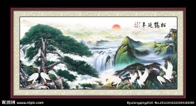 松鹤延年 迎客松 国画山水 松鹤迎春