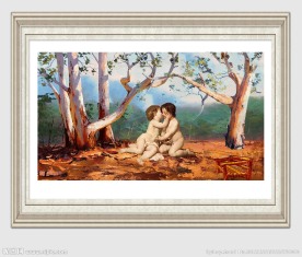 油画贵族花园古典白桦林两小无猜青梅竹马