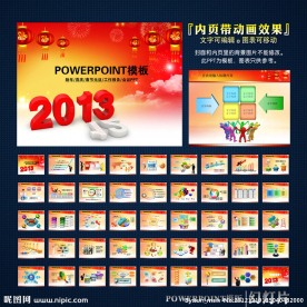 2013年蛇年大吉春节元旦工作报告年终总结PPT模板