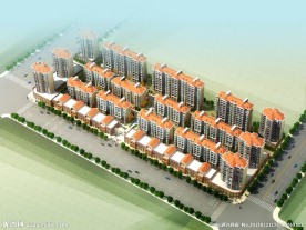 某花园小区鸟瞰图全模MAX加MAP