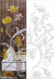 欧式花 抽象图 金色花