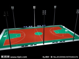 塑胶篮球场夜景