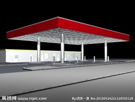 加油站3D模型效果图