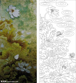 金色荷花 水滴 荷叶