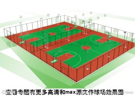 标准双篮球场3d效果