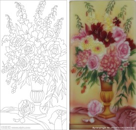 小花 浮雕花 花瓶