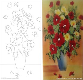 小花 浮雕花 花瓶